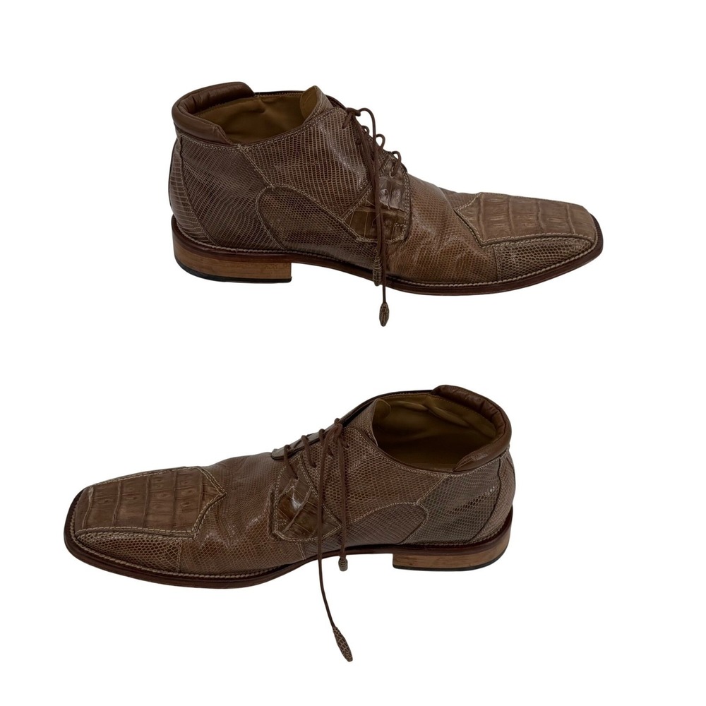 David Eden Boots Mens 12 Brown Genuine Crocodile Lizard Exotic Skin Square Toe